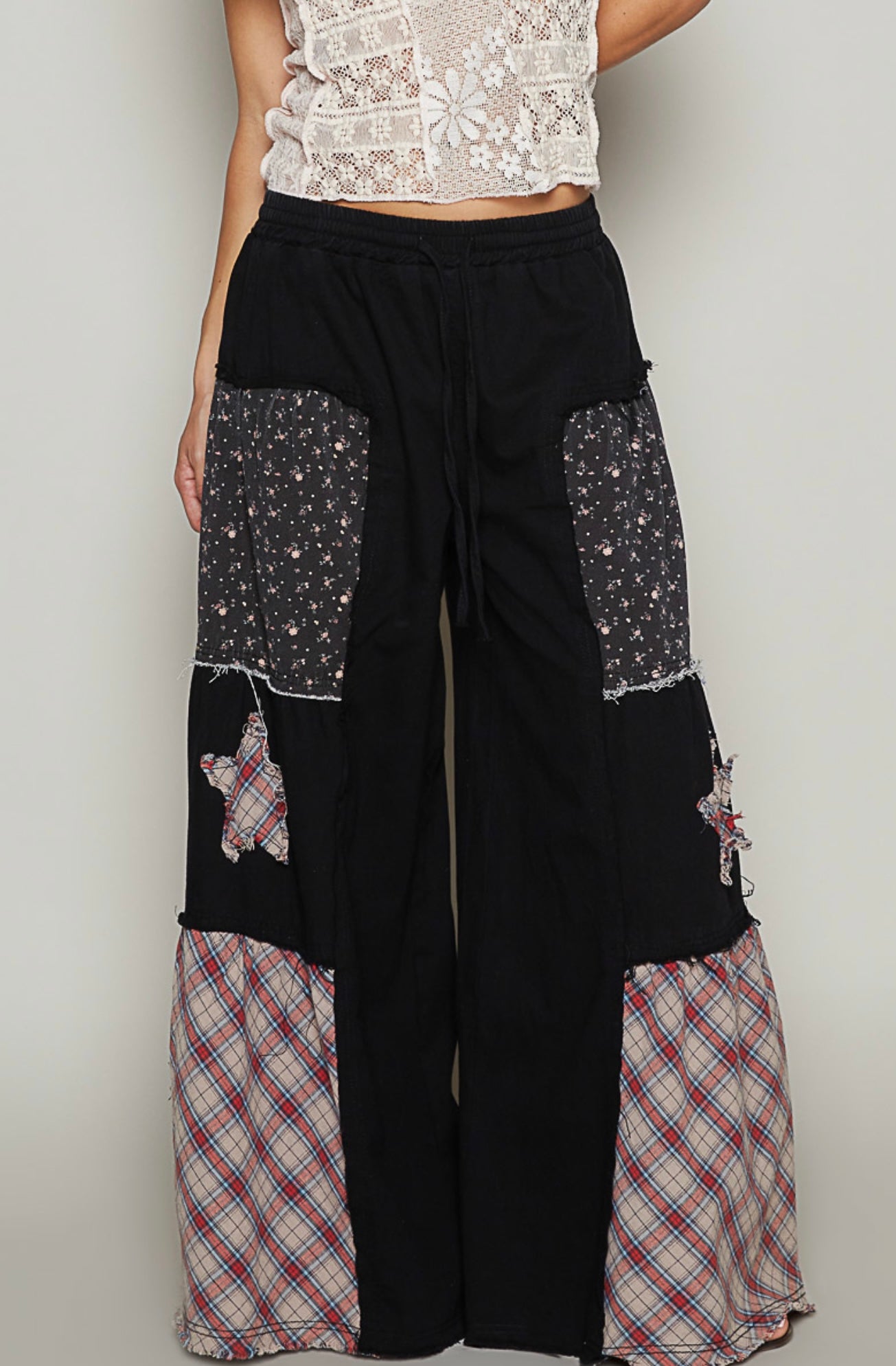 POL Patchwork Stardust Wide Leg Pants