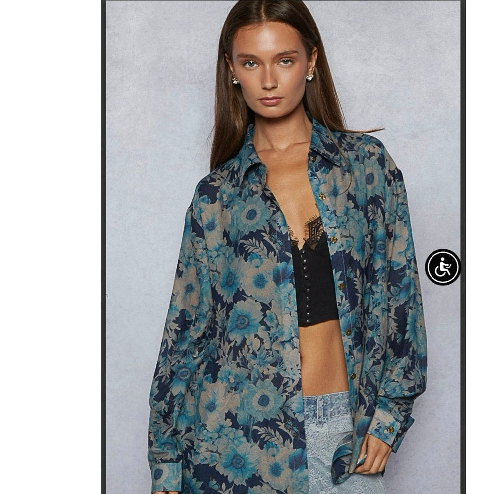 NEW!!! PRINTED WOVEN BUTTON DOWN Shirt