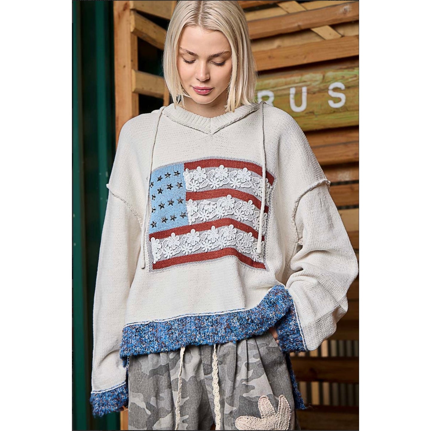 New!!! American flag POL sweater