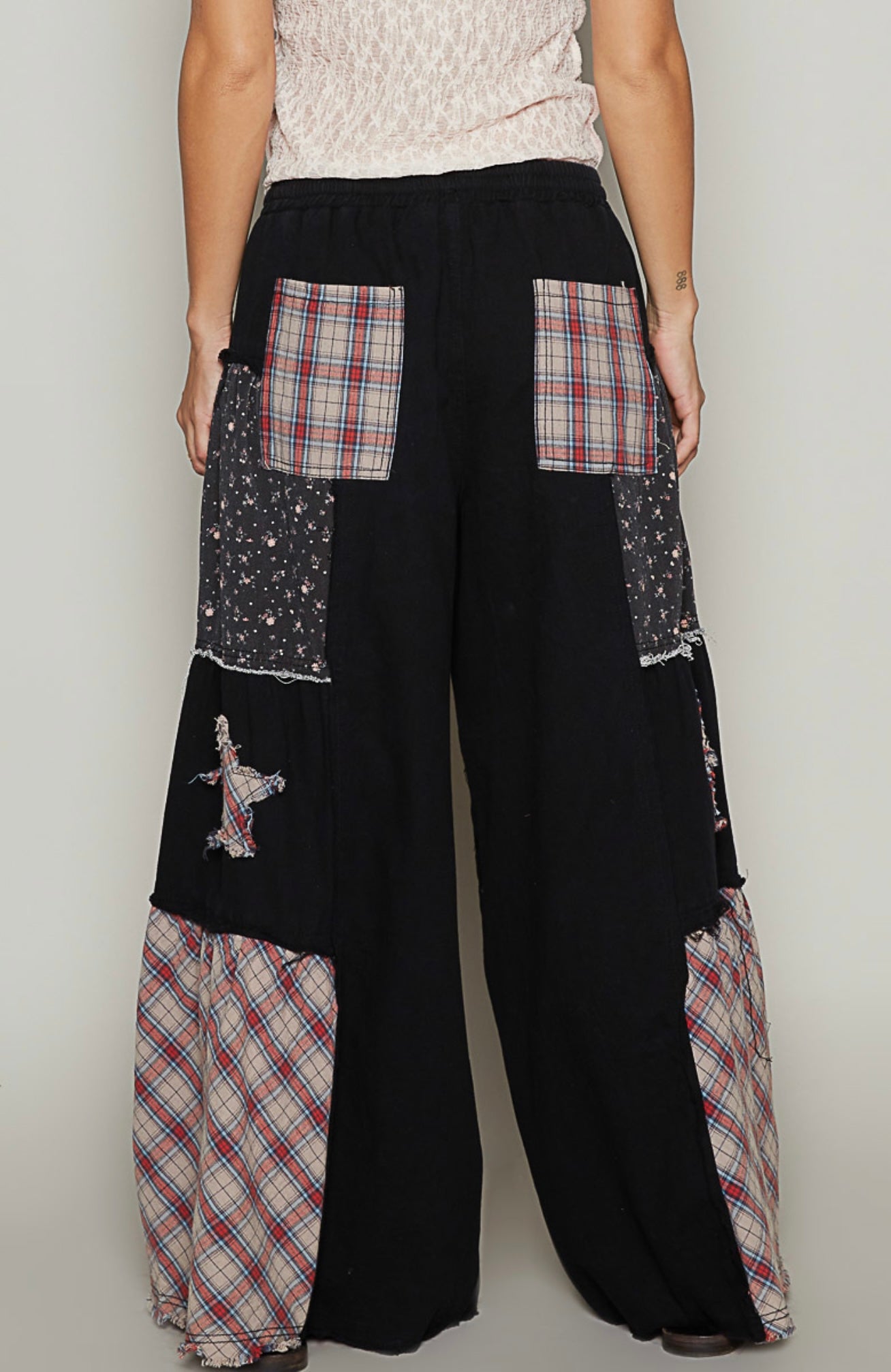 POL Patchwork Stardust Wide Leg Pants