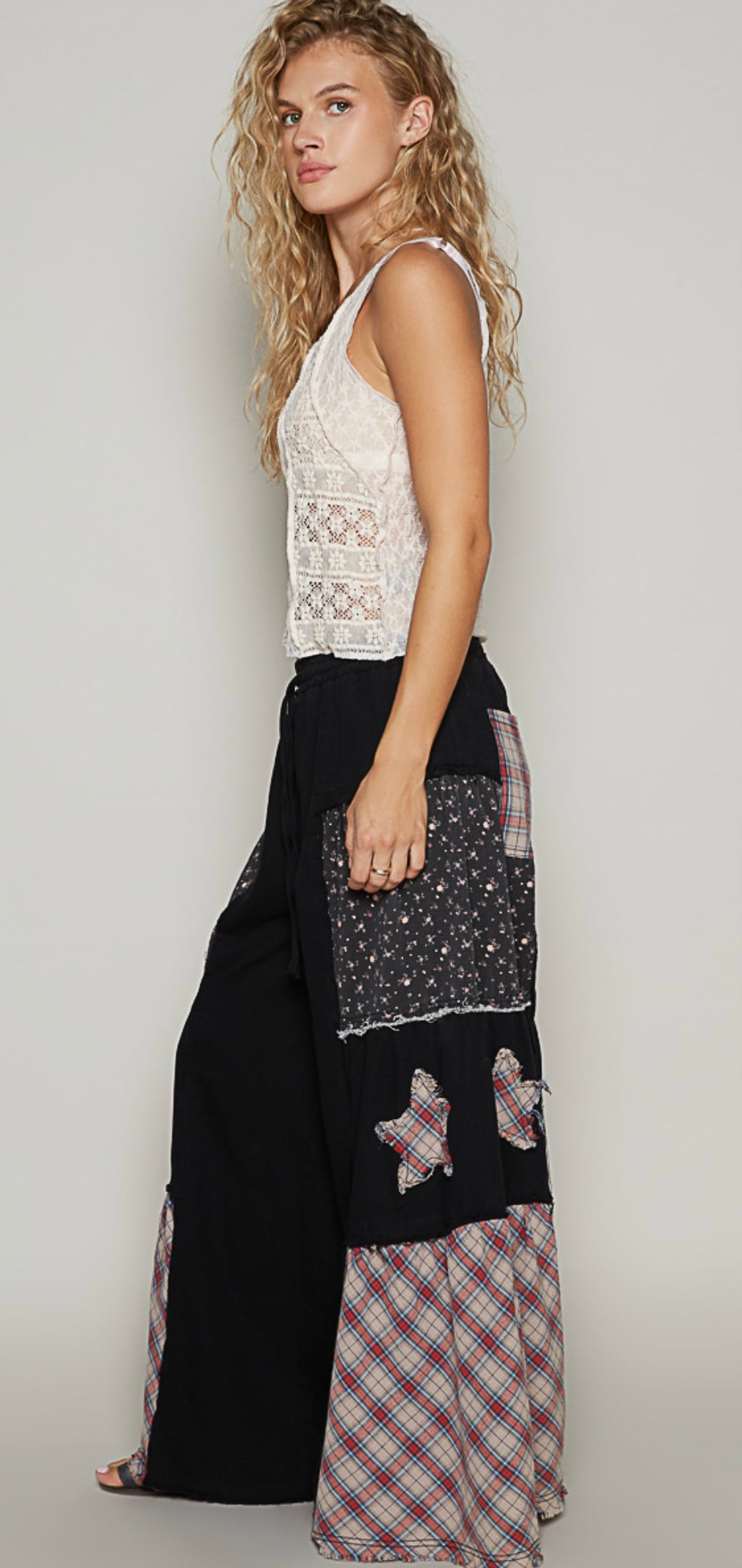 POL Patchwork Stardust Wide Leg Pants