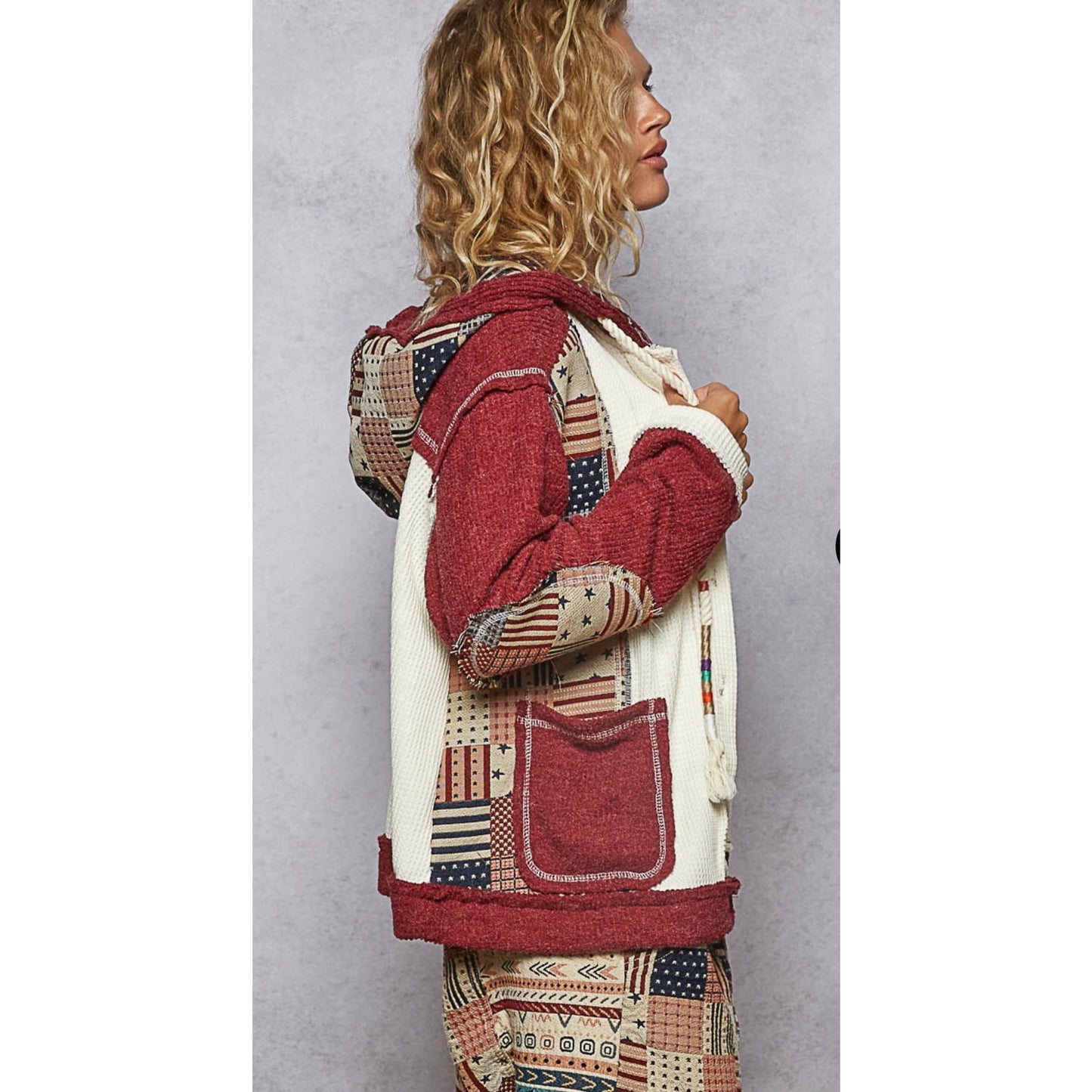 New!!! Pol PatrioticPatchwork Hooded Jacket Large